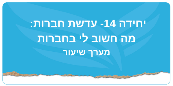 יחידה 14- עדשת חברות: מה חשוב לי בחברות 
